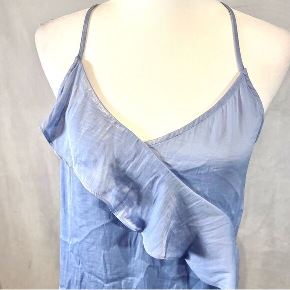 Naked Zebra Heartbeeps periwinkle blue ruffle cross back cami tank size large - Picture 3 of 6